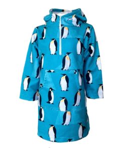 Teens Hooded Towel Swim Poncho Penguins - M