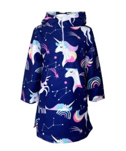 Teens Hooded Towel Swim Poncho Unicorns - S