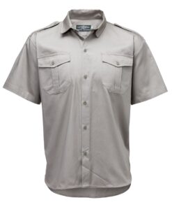 Teesav - Mens Short Sleeve Full Button Shirt - Khaki - SA 34