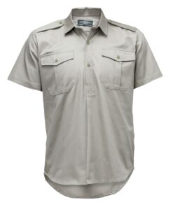 Teesav - Mens Short Sleeve Half Button Shirt - Khaki - SA 46