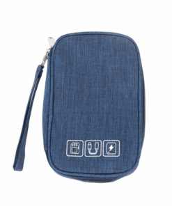 Ten Tech Waterproof Cable Pouch Travel USB Electronics Charger Organizer - Blue