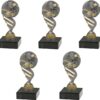 Tennis Figurine Trophy with Marble Base - Kit of 5 - Silver/Gold
