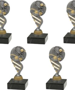 Tennis Figurine Trophy with Marble Base - Kit of 5 - Silver/Gold