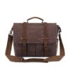 The Cape, Leather - Waxed Canvas Messenger Laptop Bag