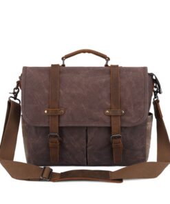 The Cape, Leather - Waxed Canvas Messenger Laptop Bag