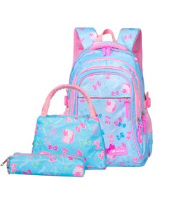 The Clip - Backpack 3 Pieces Set Waterproof School Bags for Girls - Light Blue