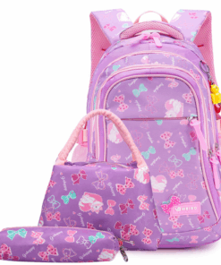 The Clip - Backpack 3 Pieces Set Waterproof School Bags for Girls - Purple