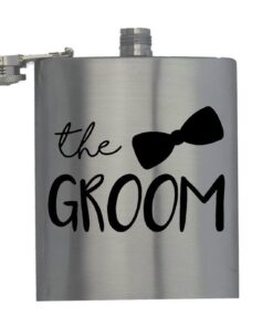 The Groom - Bow Tie - Hip Flask