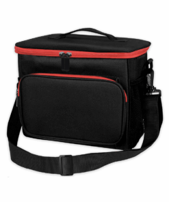 Thermal Insulated Lunch Cooler Bag with Strap - Black & Red