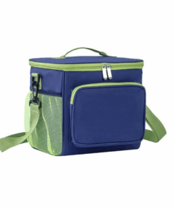 Thermal Insulated Lunch Cooler Bag with Strap - Blue & Green