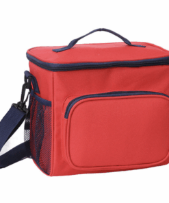 Thermal Insulated Lunch Cooler Bag with Strap - Red & Navy