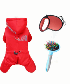 three-in-one Waterproof fluffy pet clothing, pet leash, pet comb