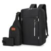 Three-Piece Backpack USB Rechargeable Business Large-Capacity Computer Bag - Black
