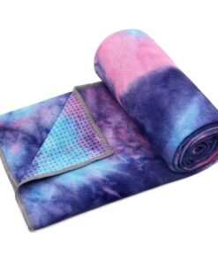 Tie Dye Non Slip Yoga Towel Mat Hot Yoga Towel With PVC Grip Dots - Tie Dye Purple/Pink