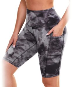Tie Dye Women's Yoga Workout Shorts for Running With Pockets - M