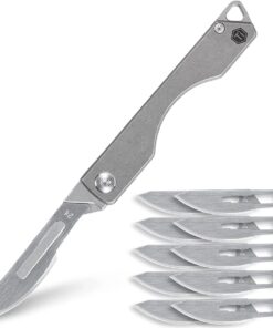 Titanium Alloy EDC Folding Pocket/Keychain Knife (Suminagashi Pattern) - Sandblasted Ti