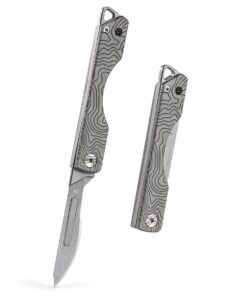 Titanium Alloy EDC Folding Pocket/Keychain Knife (Suminagashi Pattern) - Titanium