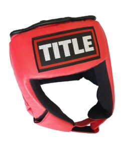 TITLE Boxing And Combat Open Face Competition Headgear - Blue And Red - Red