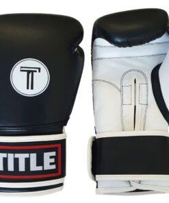 TITLE Leather Sparring Boxing Gloves - Black/White - 10 oz