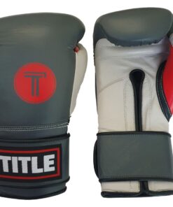 TITLE Leather Sparring Boxing Gloves - Grey/Red/Black - 12 oz