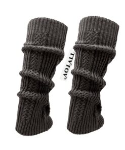 TIVTOV Knitted Leg Warmers/socks Boot Cuffs for Girls & Women - CHARCOAL