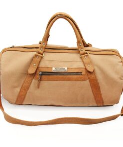 TM Leather Canvas and Buffalo Leather Tan Burrell Bag