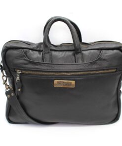 TM Leather Laptop Bag - Black