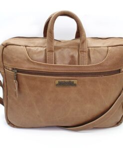 TM Leather Laptop Bag - Chocolate Grey