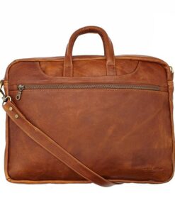 TM Leather Laptop Bag - Tan