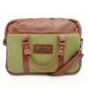 TM Leather Olive Green and Tan Leather Laptop Bag - 13 Inch