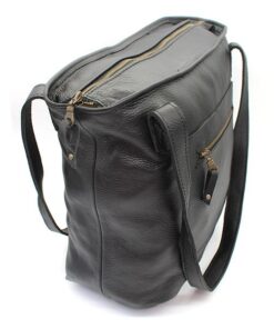 TM Leather Tote Handbag - Black