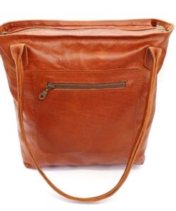 TM Leather Tote Handbag - Tan