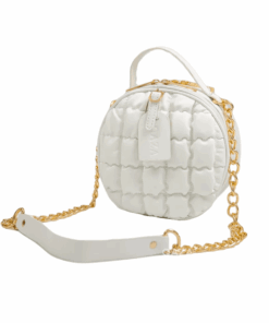 Toktok Small Round Portable Crossbody Shoulder Bag - White