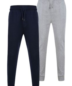 Tokyo Laundry - Mens Mcclain (2 Pack) Cotton Blend Brushback Fleece Joggers Set In Sky Captain Navy/Light Grey Marl (Parallel Import) - XL
