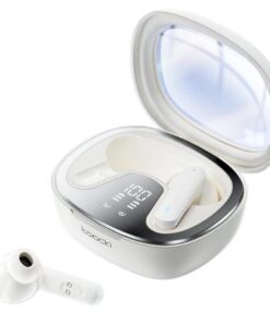 TOOCKI - Waterproof Bluetooth Earbuds With Digital Display Case - White