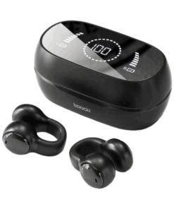 TOOCKI - Wireless Clip-On Earbuds with Built-In LED Display Case - Black