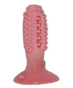 Toothbrush Dog Chew Toy With Suction - Pink
