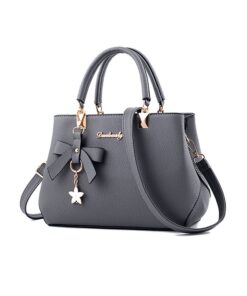 Top Handle Satchel Fashion Tote Handbag - Grey