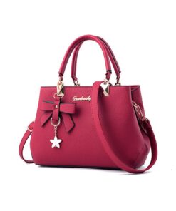 Top Handle Satchel Fashion Tote Handbag - Red