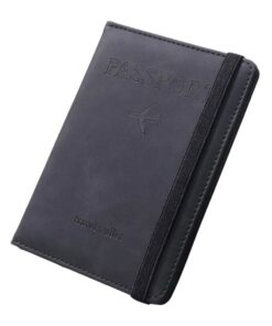 Topstar Leather Travel Passport Holder - Black