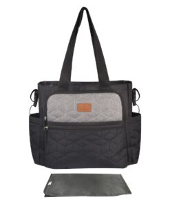 Totes Babe Caricia Diaper Tote Bag - 22L - Black/Grey