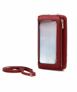 Touch Screen Crossbody Purse with Adjustable Strap - Berry Red