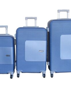 TOUGH ABS Blue Trolley Case Set - 3 Sleek Suitcases, 4 Spinner Wheels