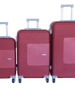 TOUGH ABS Maroon Trolley Case Set - 3 Sizes, Ribbed Design, Spinner Wheels