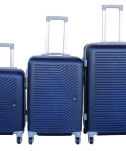 TOUGH Luggage Set ABS Shell Spinner Wheels, Telescopic Handles - Navy Blue - 3-Piece