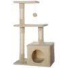 Tower House Scratcher Climbing Pet Cat Tree - Cream White