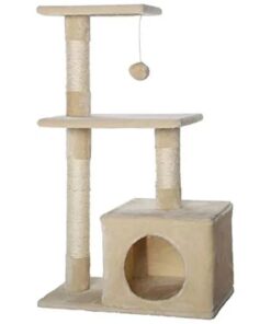 Tower House Scratcher Climbing Pet Cat Tree - Cream White