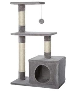 Tower House Scratcher Climbing Pet Cat Tree - Grey