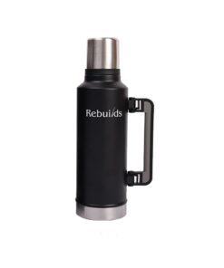 Traditional Vaccum Flask (1.9L) Stainless Steel Hot & Cold Water Bottle - Rebuilds - Black