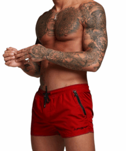 Training Shorts For Men - APEY Quick Dry Tight Fit Beach Sports Shorts - Red - M-L